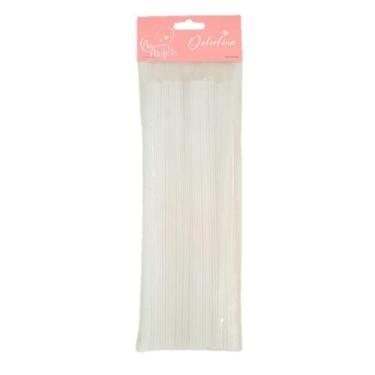 Imagem de Palito 28 cm Transparente Pirulito Topo Bolo Petisco c/50 un - Lsc Toy