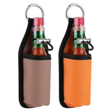 Imagem de Beautyflier Suporte Para Molho Picante De 2 Oz/60 Ml, Cinto Garrafa Portátil Tabasco E Sriracha, Essencial Os Amantes, Somente (Marrom Claro + Laranja)