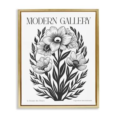 Imagem de Stupell Industries Flores com samambaias curvadas moldura dourada floater Canvas Wall Art Design por Lettered and Lined, 25 x 31
