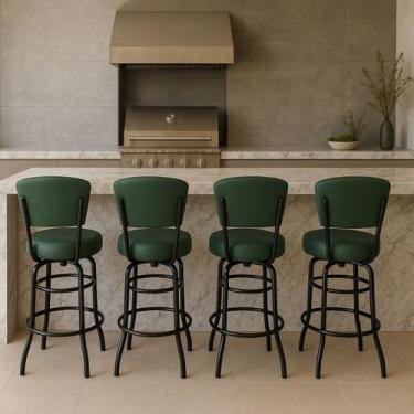 Imagem de Banqueta Bar com Encosto Giratória Altura 65cm cor Preta Assento gross