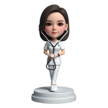 Imagem de Enfermeira Bobblehead Roupa médica branca pose ótima para enfermeira namorada colega lembrança única serviço de saúde decoração de casa