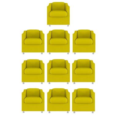 Imagem de Kit 10 Poltronas Bia Decorativa Reforçada Recepção Clinica Salão Sala De Estar Suede Am...