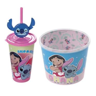 Imagem de Kit Cinema Balde Pipoca + Copo Refri c/ Canudo Lilo & Stitch - PLASUTI