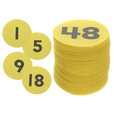 Imagem de YOKIVE Marcadores de pontos de carpete de 10 cm, 48 peças de pontos redondos de chão com números 1-48 alinhados para professores, amarelo