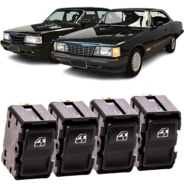 Imagem de Kit 4 Botões Do Vidro Eletrico Opala 1985 a 1987 Kostal, Interruptor V