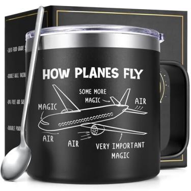 Imagem de Gtmileo Presentes de aviação, How Planes Fly-Caneca de café isolada de 400 ml, presente de Natal, presentes de avião, presentes de engenharia aeroespacial, presentes de piloto de aniversário para