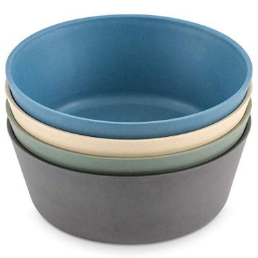 Imagem de WeeSprout Bamboo Kids Bowls, Set of Four 10 oz Kid-Sized Bamboo Bowls, Dishwasher Safe Kid Bowls (Blue, Green, Gray, & Beige)
