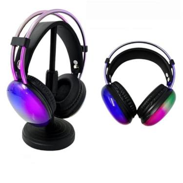 Imagem de Fone de Ouvido Bluetooth com LED RGB, Som Limpo, Alcance 10m, Bateria 15h (Preto)