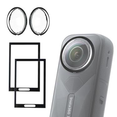 Imagem de UnisonPet Kit de película protetora de tela de proteção de lente compatível com Insta360 X5, kit de acessórios de proteção de vidro temperado premium para Insta360 X5, protetor de lente premium + 2