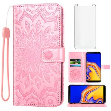 Imagem de Capa de telefone para Samsung Galaxy J4 Plus, capa tipo carteira com protetor de tela de vidro temperado, capa flip fina, suporte para cartão, acessórios Glaxay J4 Prime Gaxaly J4 Core J4+ 2018