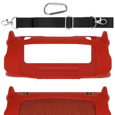 Imagem de Geekria Capa de silicone para alto-falante compatível com JBL Charge 6, película protetora macia, caixa de substituição para alto-falantes portáteis para transporte de viagem com alça de ombro