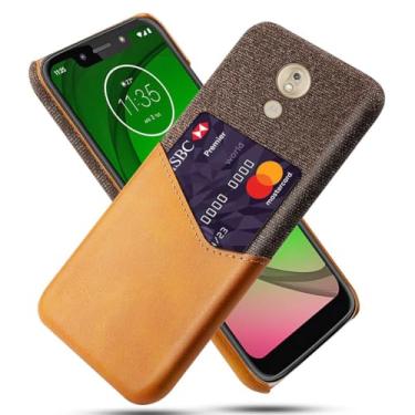 Imagem de Capa para MOTO G7 Play,Tela e tampa de couro PU,Antideslizante,360°cobertura completa à prova de choque com 1 slot de cartão atrás,Prevenção de queda-Brown