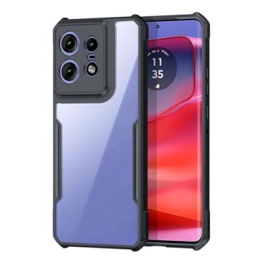 Imagem de Capa Case Capinha Dual Shock Sense Transparente Preta Acabamento Premium Proteção Contra Arranhões, Quedas e Impactos para Motorola Moto Edge 50 Pro