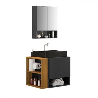 Imagem de Gabinete Troia Cuba Dalla Preta Torneira Inox Valvula Click - Loja Doc