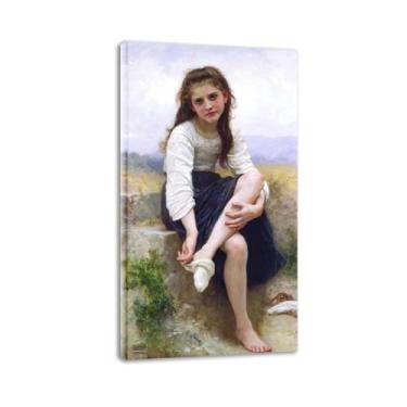 Imagem de LXURY Bouguereau. Antes do banho. Reprodução de pinturas famosas. Arte de parede em tela. Pôsteres e impressões. Imagem para decoração de casa 60 x 108 cm Moldura interna