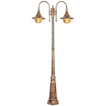 Imagem de Luz De Rua Vitoriana De 2 Luzes Ao Ar Livre Vintage Lanterna Lâmpada Para Baixo Villa Retro Europeia Paisagem Exterior Iluminação De Poste Alto Ip54 Lâmpada De Poste De Amar, 80 * 250cm