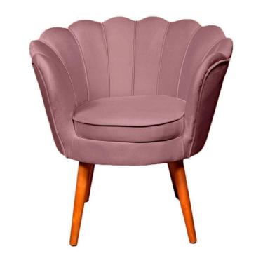 Imagem de Poltrona Petala Em Veludo Nobre Com Pés De Madeira Sofatec Rose