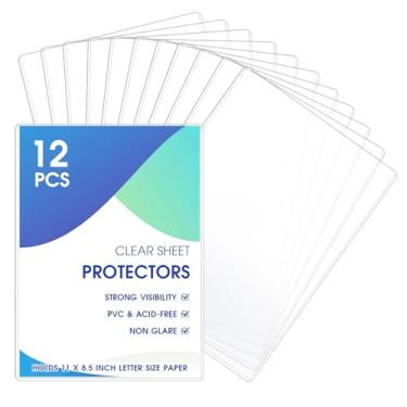 Imagem de Protetores de página rígidos de 21 cm x 28 cm, 12 peças de capa transparente padrão para impressão, capa de plástico PVC rígido para menu, foto, documento, certidão de nascimento