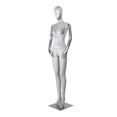Imagem de Mannequin Manequins de corpo inteiro femininos de 72,83 pol. de altura, cabeça e braços giratórios, torso de manequim de fibra de vidro em pé(Gray)