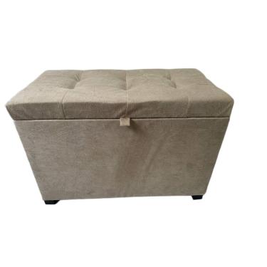 Imagem de Puff Baú Estofado Em Suede 68 Cm Para Sala, Quarto Em Mdf - Bege