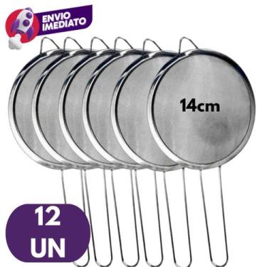 Imagem de Kit Peneira 14cm Aço Inox Utensílio Para Cozinha Peneirar Polvilhar Co