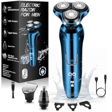 Imagem de Handsomeface Barbeador Elétrico Masculino, Facial À Prova D'Água, A Seco E Molhado, Com Tela Led, Sem Fio, Aparador De Pelos Nasais Barba Recarregável, Portátil Para Viagem Masculino