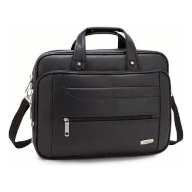 Imagem de Pasta Executiva em Couro PU Preto Denlex Bolsa para Notebook/Tablet até 14 com Alça de Ombro Reforçada e Compartimentos Organizadores