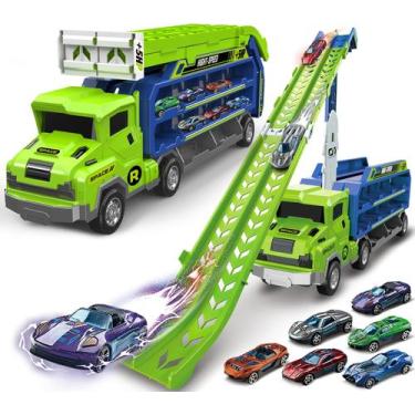 Imagem de Caminhão transportador de brinquedos Bstoyder com pista de corrida de 