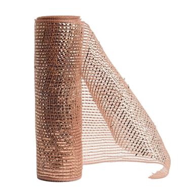 Imagem de Tela Decoração Natal Fita Larga 25cm x 5 metros Rosê Gold - Magizi