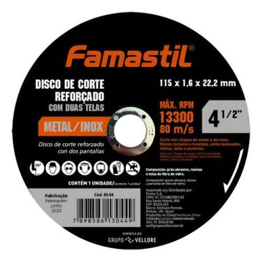 Imagem de Disco De Corte Inox Famastil 4.1/2 1mm Profissional, Preto