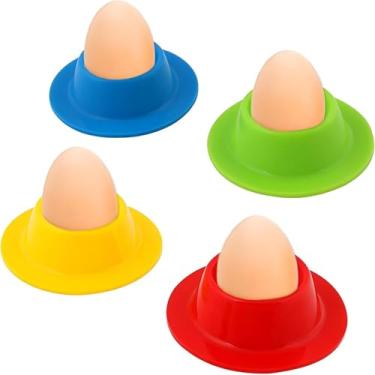 Imagem de Conjunto de Copos de Ovos, Bandeja de Copo de Ovos Colorida Empilhável e Armazenamento, Porta Ovos Cozidos para Cozinha Ovos Cozidos Café da Manhã (4-piece)