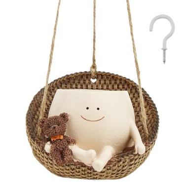 Imagem de ZJRDYYK Vaso de flores suspenso, vaso de flores suspenso, vaso de suculentas de resina