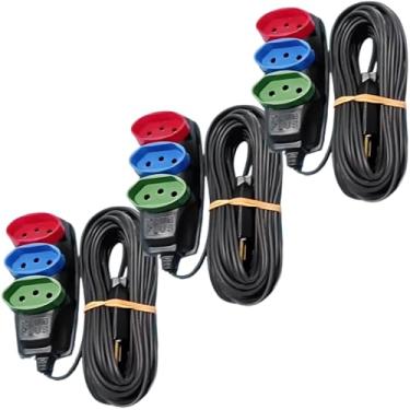 Imagem de Kit 03 Extensão Eletrica 5 Metros Bivolt 03 Tomadas 10 Amperes 127V/220V Padrão NBR