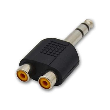 Imagem de Czyuntuo Adaptador RCA para 1/4 - RCA duplo fêmea para conector macho TRS de 1/4 polegada 6,35 mm adaptador divisor conversor de áudio estéreo macho para alto-falante mixer, pacote com 10