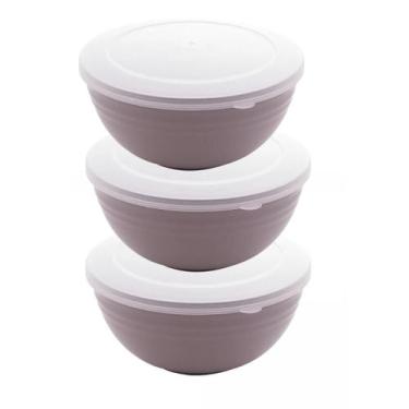 Imagem de Conjunto 03 Bowls Com Tampa Bambu PP Lines Cinza 2430 Lyor