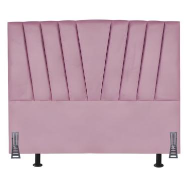 Imagem de Cabeceira Estofada Joana Casal 140 Cm Veludo Rosa Tatite Decor