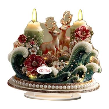 Imagem de Generic Arte de Praga de Natal 2D com Base Artesanal Ornamento de Acrílico Decorações para Mesa Escritório Sala de Jantar Estante Peça Central, 21 Cm de Largura