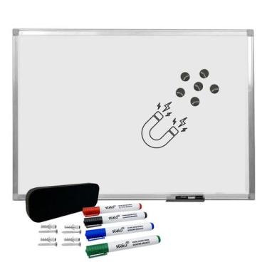 Imagem de Quadro Branco Magnetico 60x40 Stalo Moldura em Aluminio com Apagador e