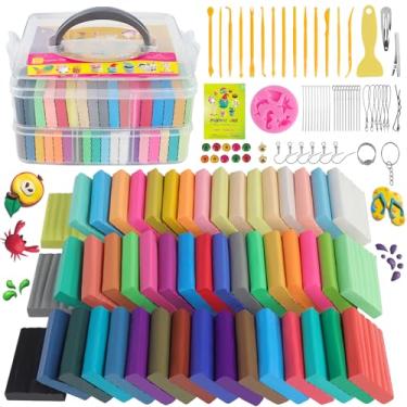 Imagem de CyAJM Polymer Clay Kits 50 Colors,Modeling Clay for Kids DIY Mold Oven Bake Clay with Storage Box Sculpting Tools and Accessories,for Kids Adult and Artist Friendly Ideal Gifts