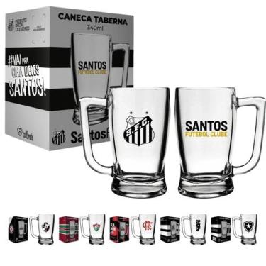 Imagem de Caneca Times Cerveja 340ml Vidro Chopp Flamengo Corinthians Santos Tab