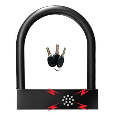 Imagem de Alarme U Lock - Bloqueio de alarme de segurança resistente antifurto - Som de alarme de 110 db - À prova de intempéries para armazém de porta (preto)