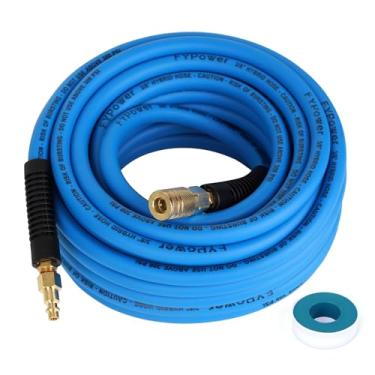 Imagem de FYPower Mangueira de compressor de ar 9,5 cm x 1,5 m Mangueira híbrida com acessórios, flexível e resistente a dobras, acoplador rápido industrial de 1/10.2 cm e kit de plugue - Azul