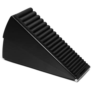 Imagem de Biaungdo 1 pacote de batente de porta resistente, até 7,6 cm de altura ajustável com mola grande batente de cunha batente de porta de aço inoxidável para parte inferior da porta (preto)