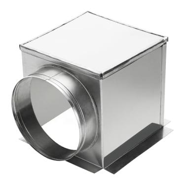 Imagem de PATIKIL Caixa de registro de teto HVAC de 90 graus, 23 x 23 x 20 cm, conector de ventilação de caixa de dutos de aço galvanizado para difusor de saída de ventilador de ar condicionado HVAC, serve para