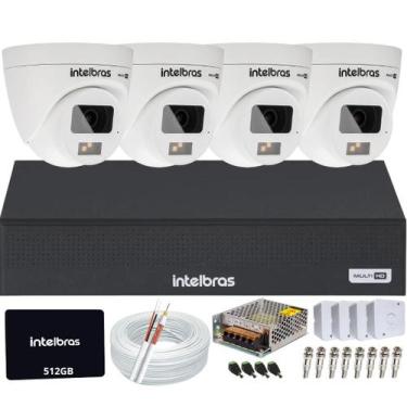 Imagem de Kit 4 Câmeras Intelbras Full Color 1220D Imagens Coloridas 24hrs DVR I