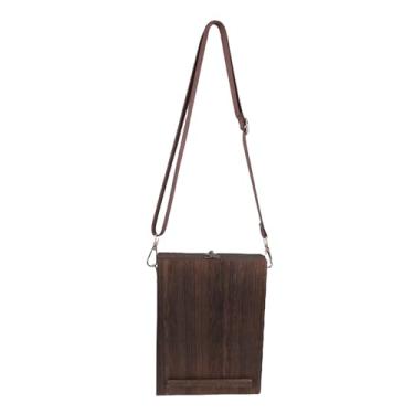 Imagem de Asixxsix Caixa de madeira para escritores, bolsa portátil de madeira para artistas, cavalete, caixa para esboços com 2 grampos vintage e 5 elásticos, para pintura ao ar livre