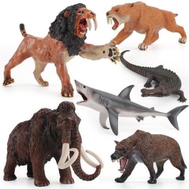 Imagem de Conjunto de estatuetas de animais pré-históricos, 6 peças de PVC para 