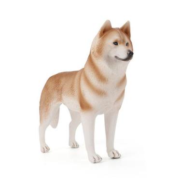 Imagem de Estatueta de Husky Siberiano pintada à mão em PVC realista de 17 cm - 