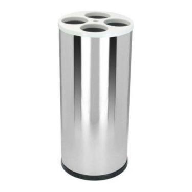 Imagem de Lixeira De Copo Plástico Aço Inox Com Tampa Plastica
