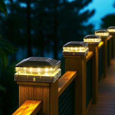 Imagem de Solar Post Cap Lights KEILAIMO, pacote com 18 unidades IP65, impermeáv